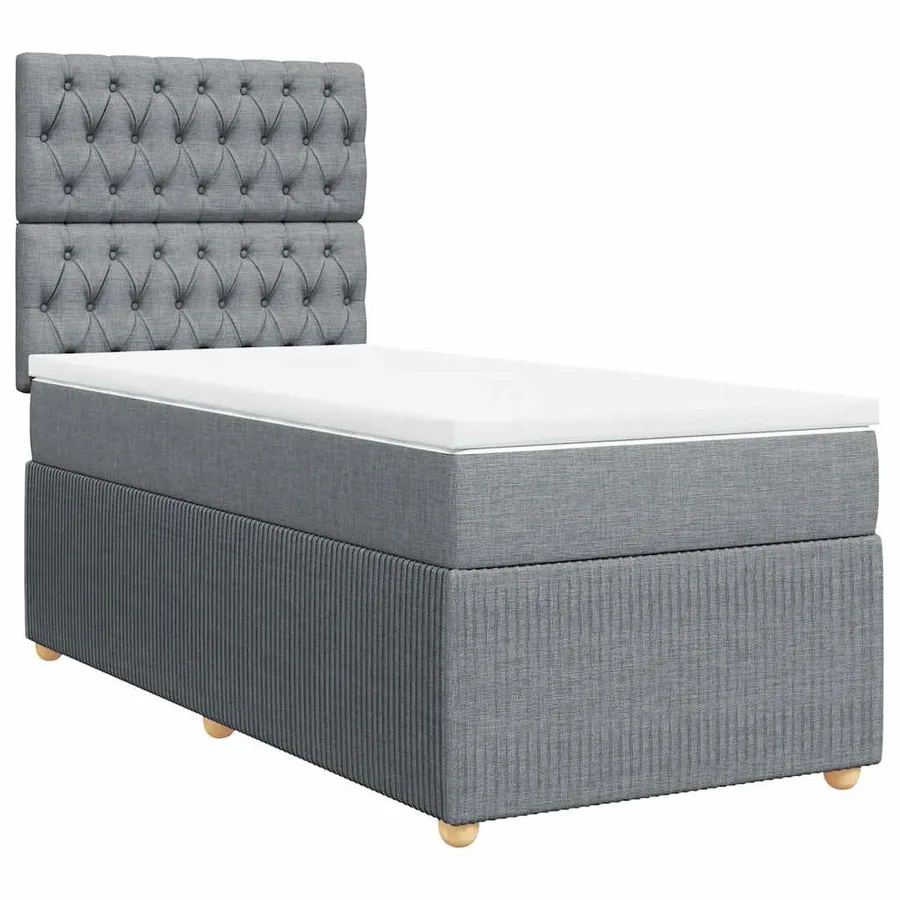 Sommier à lattes de lit avec matelas Gris clair 90x200 cm Tissu - 2