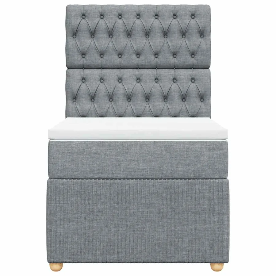 Sommier à lattes de lit avec matelas Gris clair 90x200 cm Tissu - 4