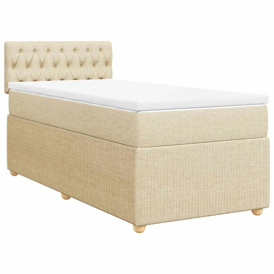 Sommier à lattes de lit avec matelas Crème 100x200 cm Tissu - 2