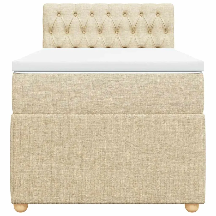 Sommier à lattes de lit avec matelas Crème 100x200 cm Tissu - 4