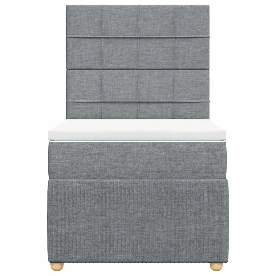 Sommier à lattes de lit avec matelas Gris clair 100x200cm Tissu - 4