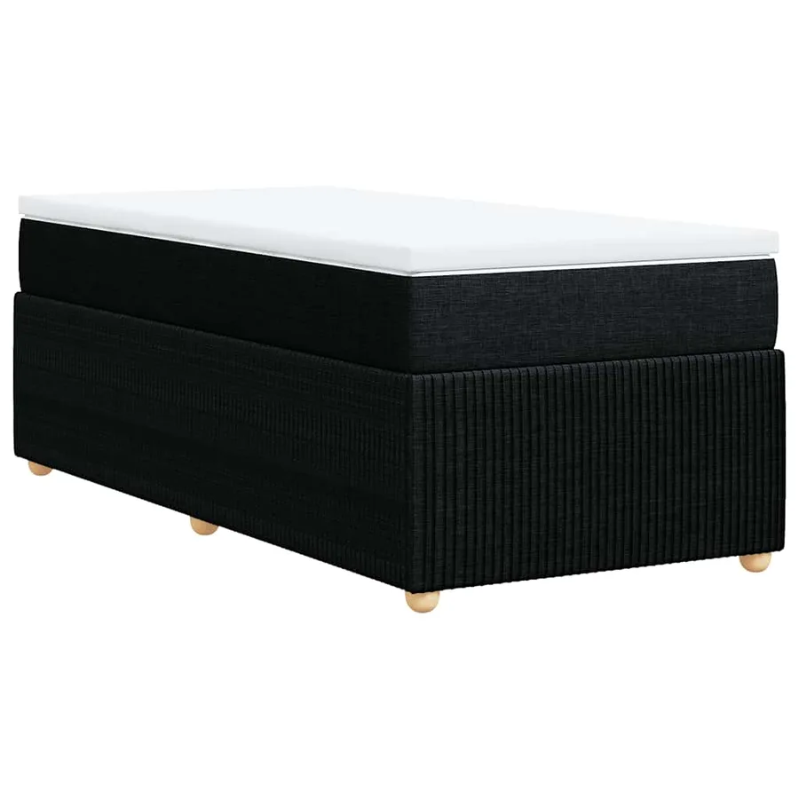 Sommier à lattes de lit avec matelas Noir 100x200 cm Tissu - 6