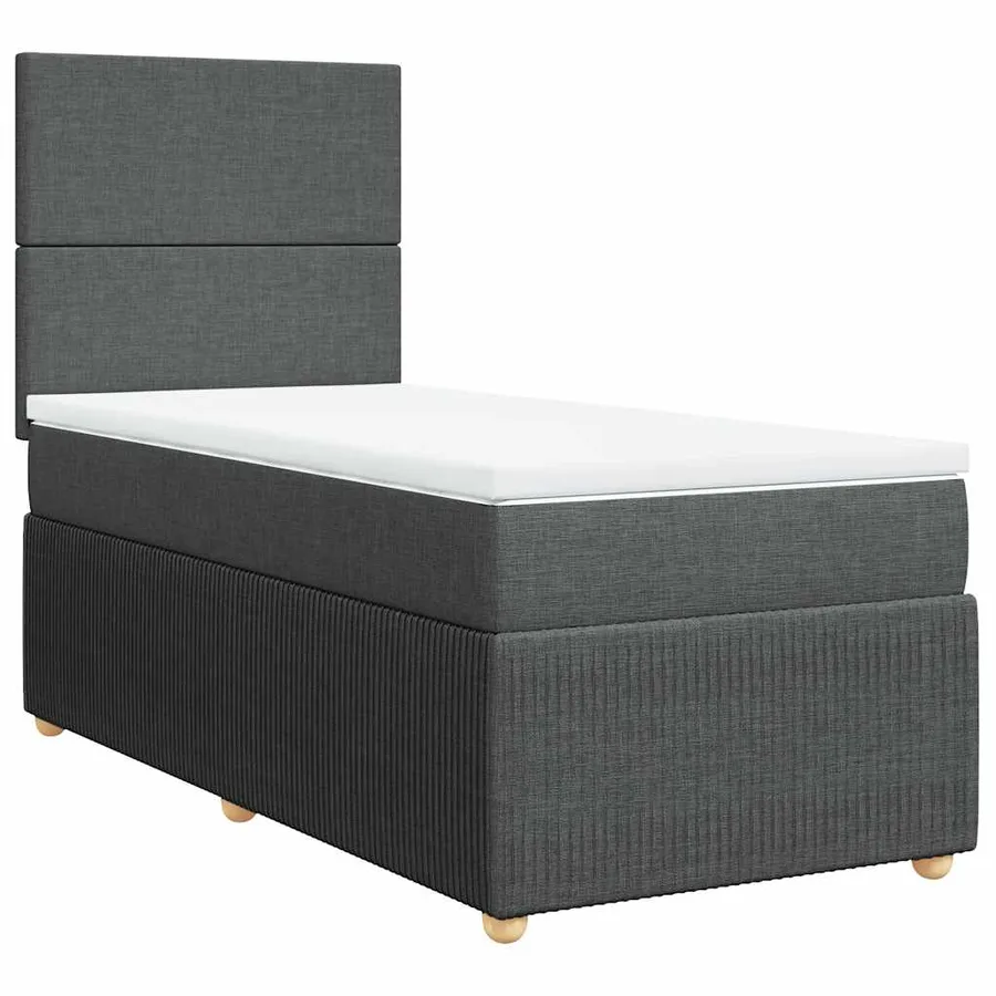 Sommier à lattes de lit avec matelas Gris foncé 90x200 cm Tissu - 2