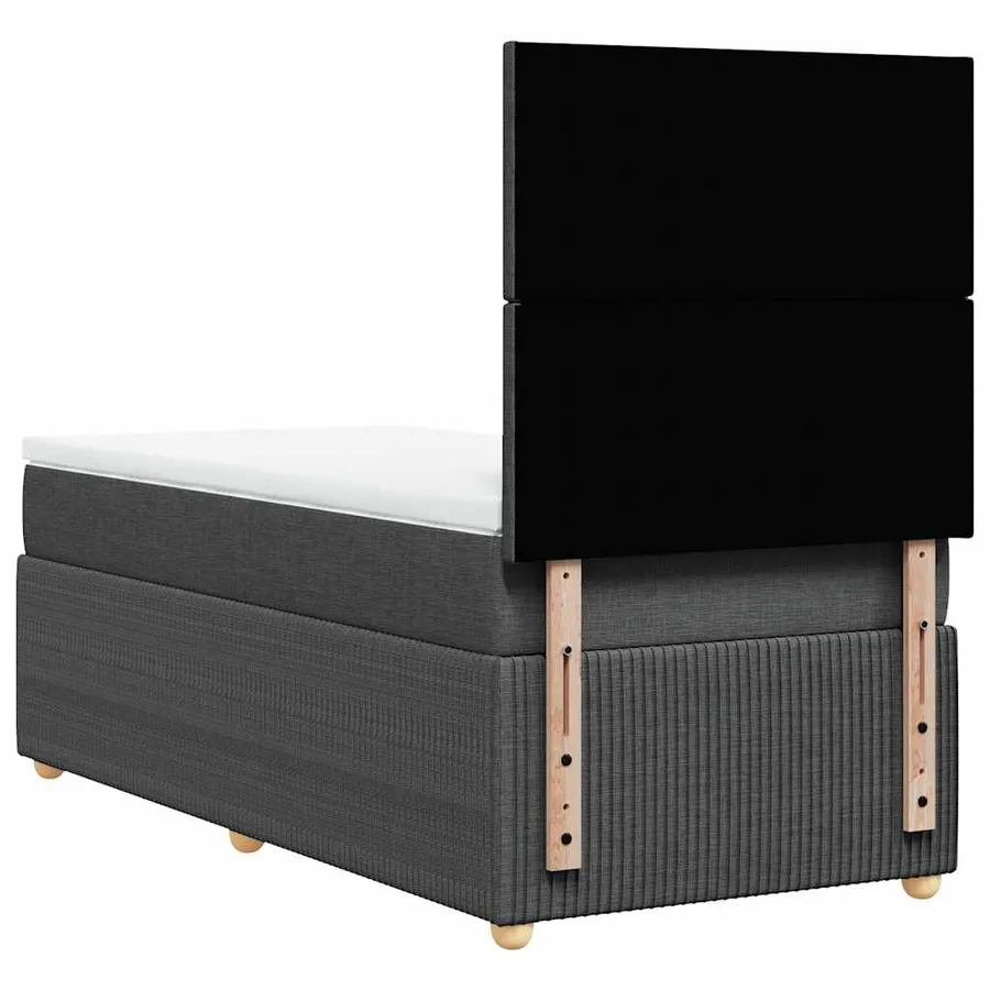 Sommier à lattes de lit avec matelas Gris foncé 90x200 cm Tissu - 6