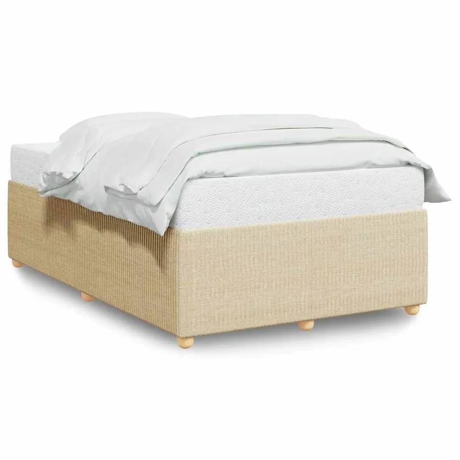 Cadre de lit sans matelas crème 120x190 cm tissu - 2