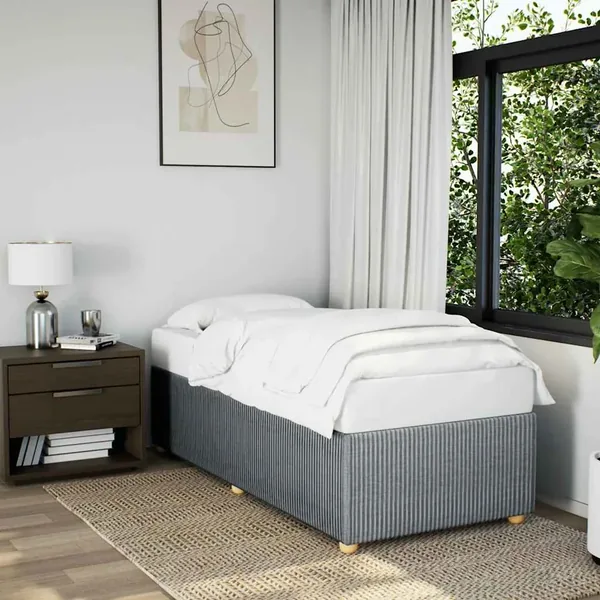 Cadre de lit sans matelas gris clair 90x200 cm tissu