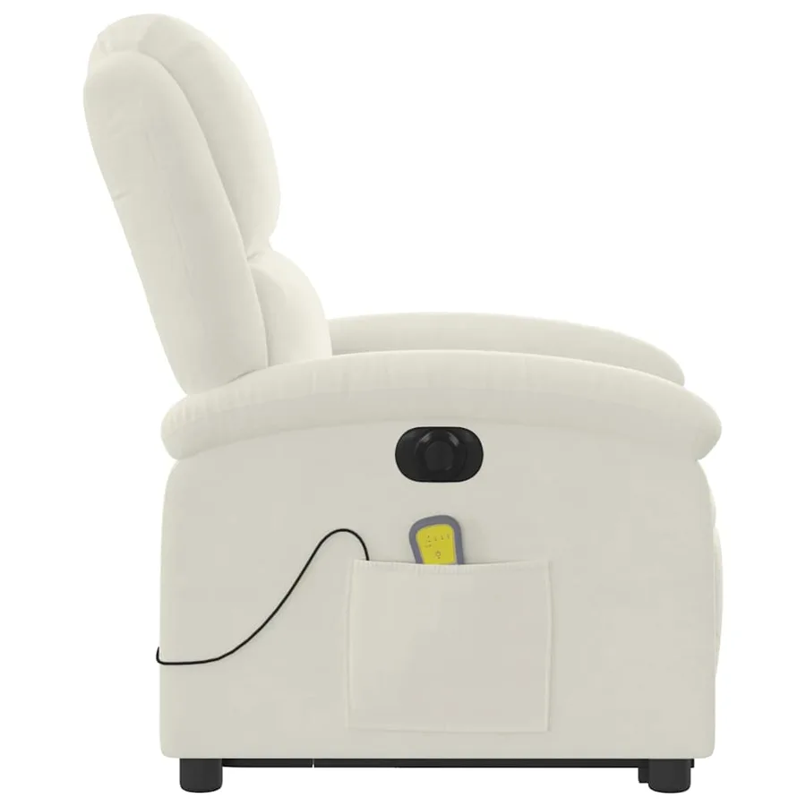 Fauteuil inclinable de massage électrique crème velours - 10