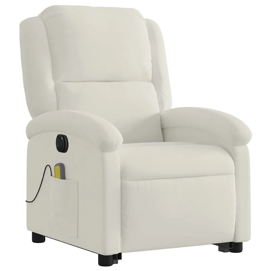 Fauteuil inclinable de massage électrique crème velours - 4