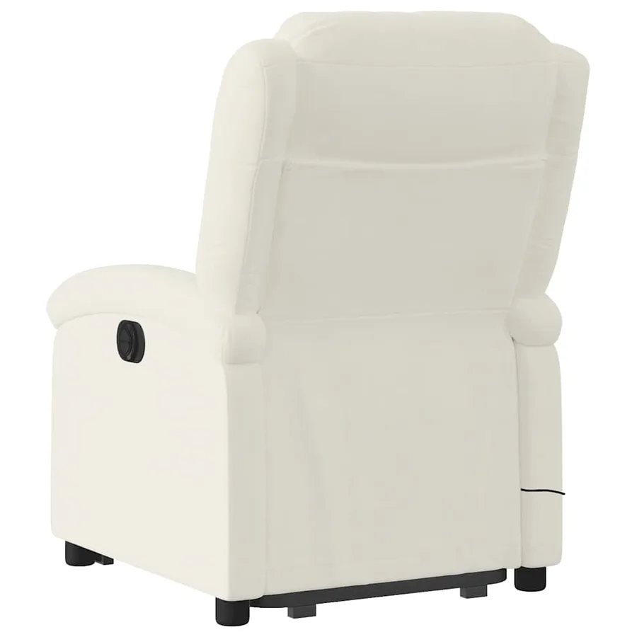 Fauteuil inclinable de massage électrique crème velours - 5