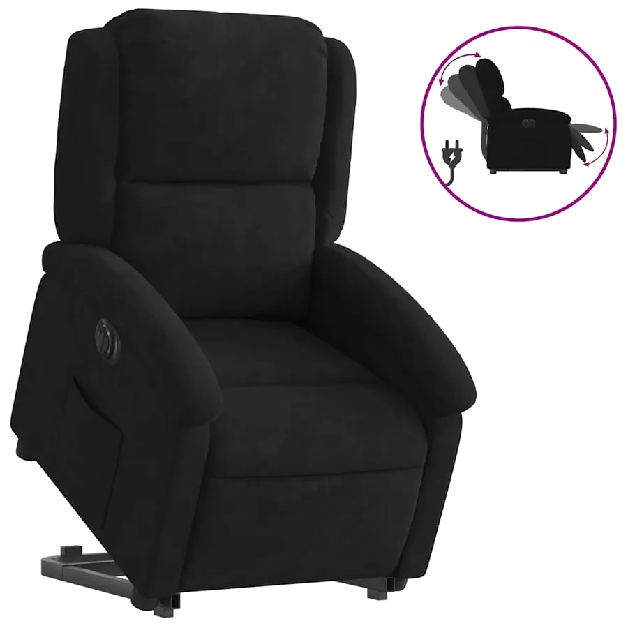 Fauteuil inclinable électrique noir velours - 2