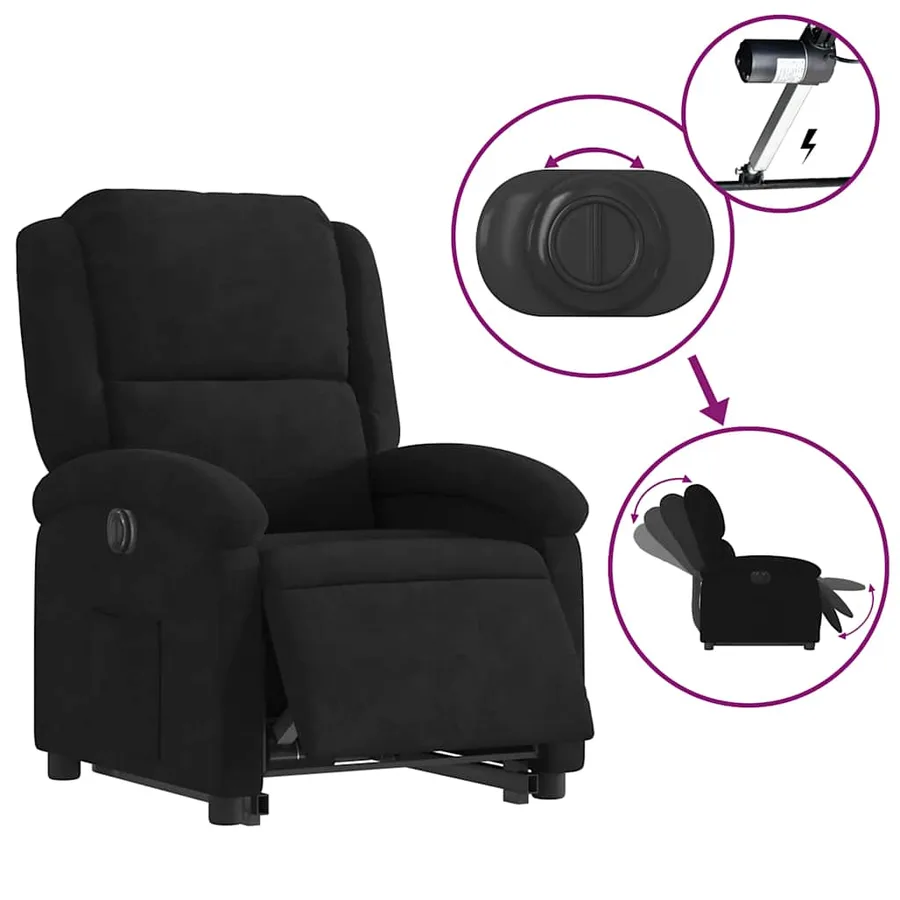 Fauteuil inclinable électrique noir velours - 6