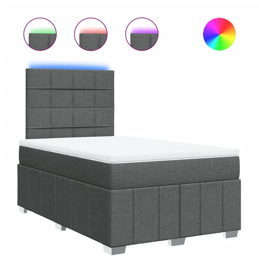 Sommier à lattes de lit avec matelas Gris foncé 120x200cm Tissu - 2