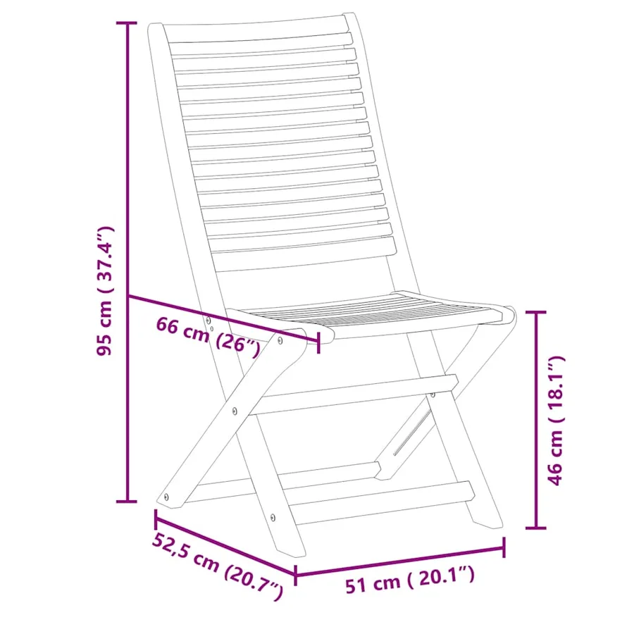 Chaises de jardin pliantes lot de 8 51x66x95 cm bois d'acacia - 9