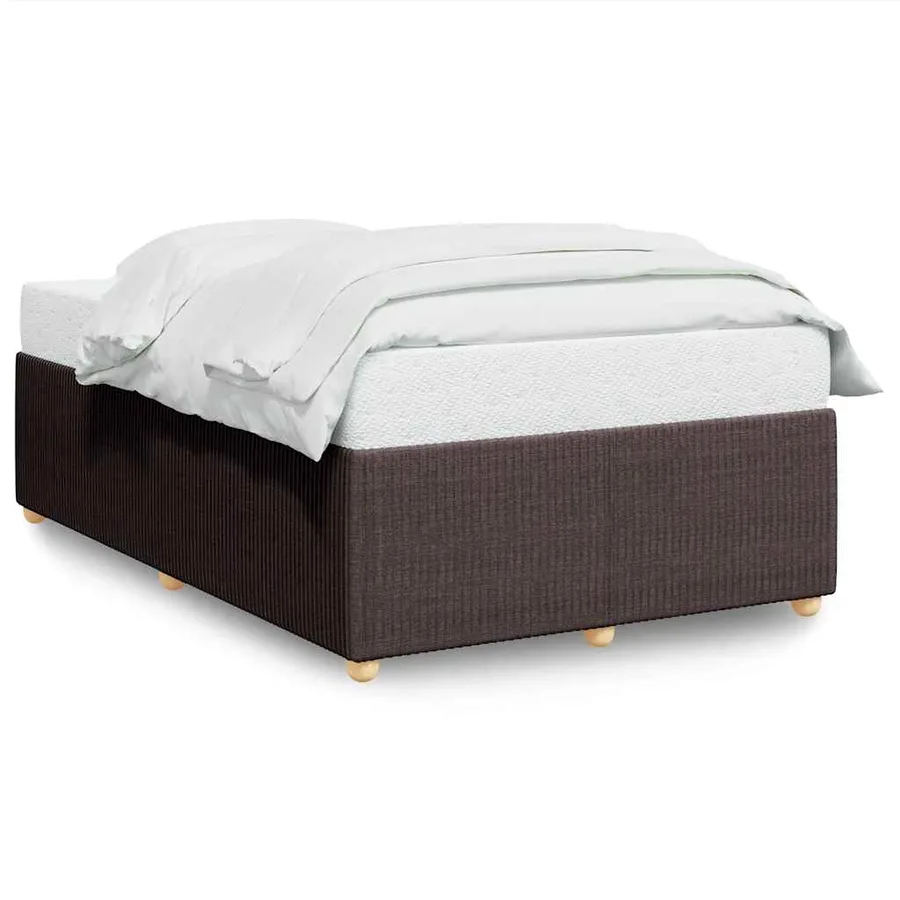 Cadre de lit sans matelas marron foncé 120x190 cm tissu - 2