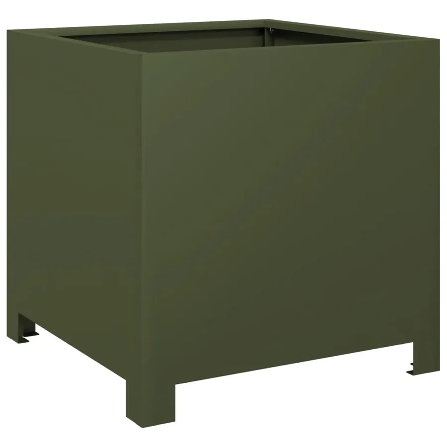 Jardinières 2 pcs vert olive 40x40x40 cm acier - 5