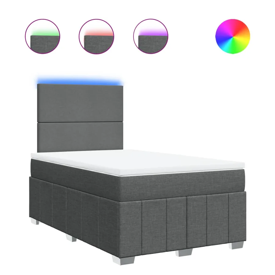 Sommier à lattes de lit avec matelas Gris foncé 120x200cm Tissu - 2
