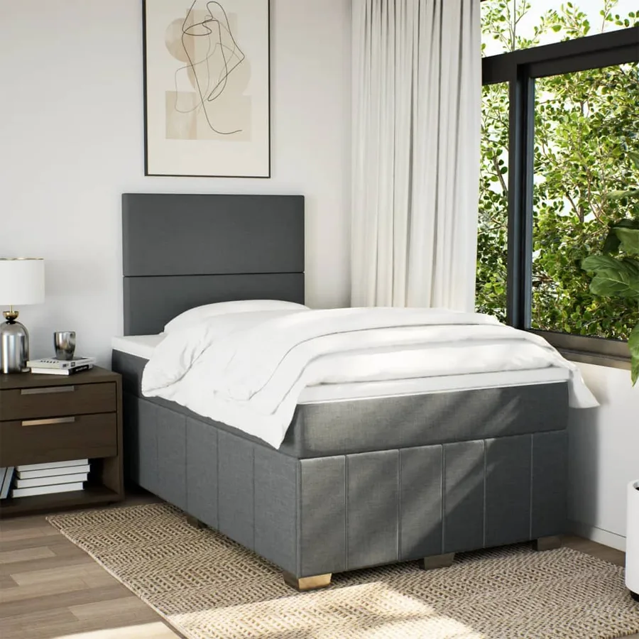 Sommier à lattes de lit avec matelas Gris foncé 120x200cm Tissu - 5