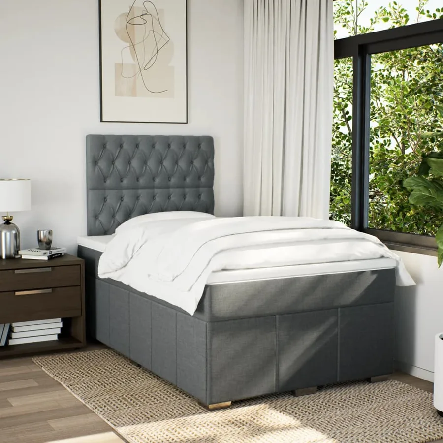 Sommier à lattes de lit avec matelas Gris foncé 120x200cm Tissu - 5