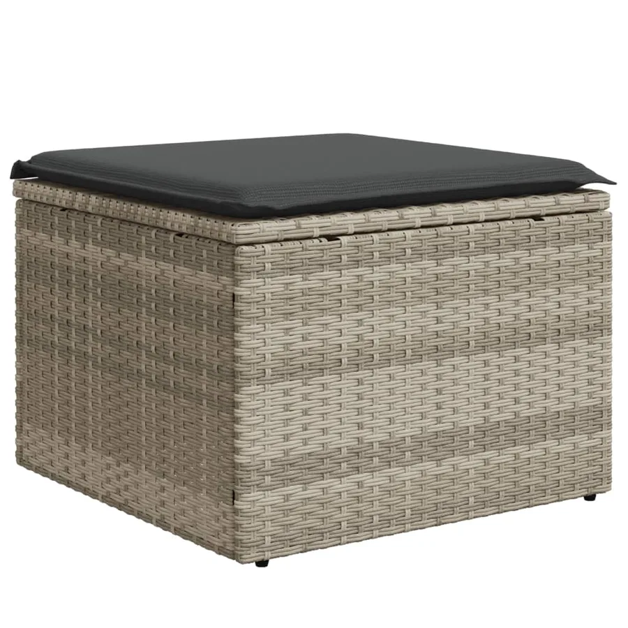 Salon de jardin avec coussins 7 pcs gris clair résine tressée - 7