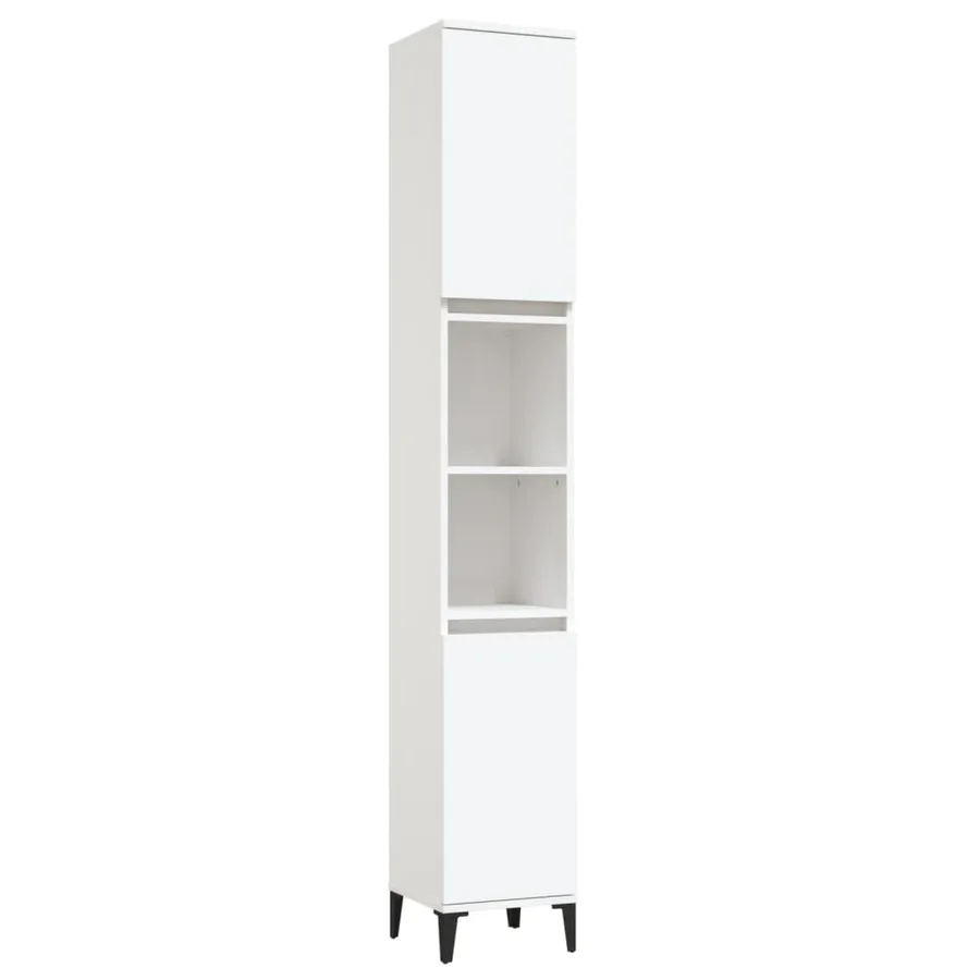 Armoire de salle de bain blanc 30x30x190 cm bois d'ingénierie - 2