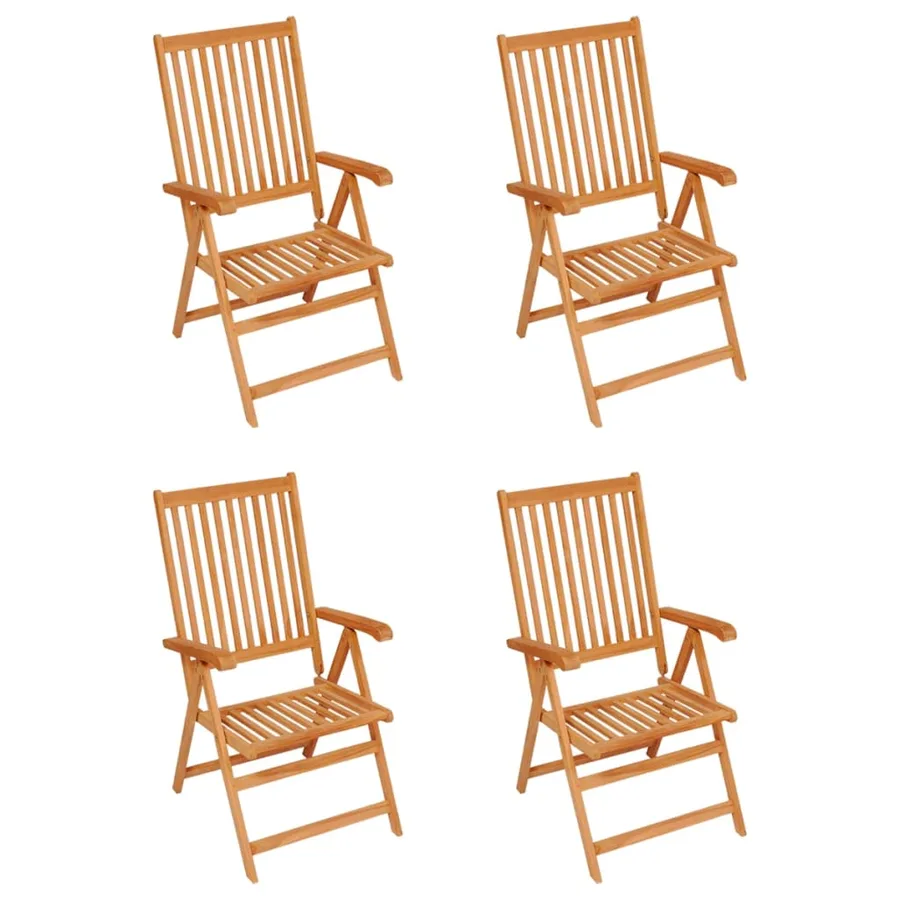 Chaises de jardin lot de 4 avec coussins gris Bois teck solide - 2