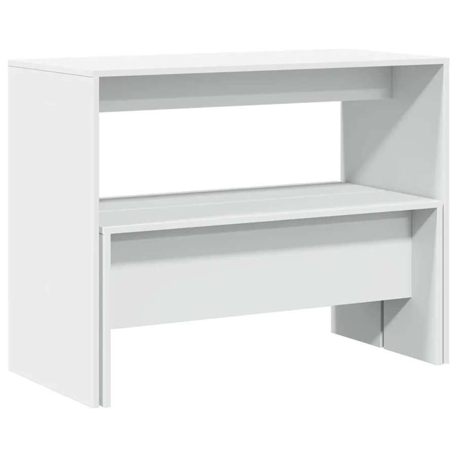Ensemble table à manger et bancs 3pcs blanc bois d'ingénierie - 7