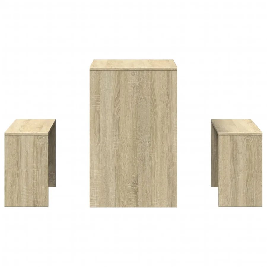 Ensemble table à manger et bancs 3 pcs bois d'ingénierie - 5