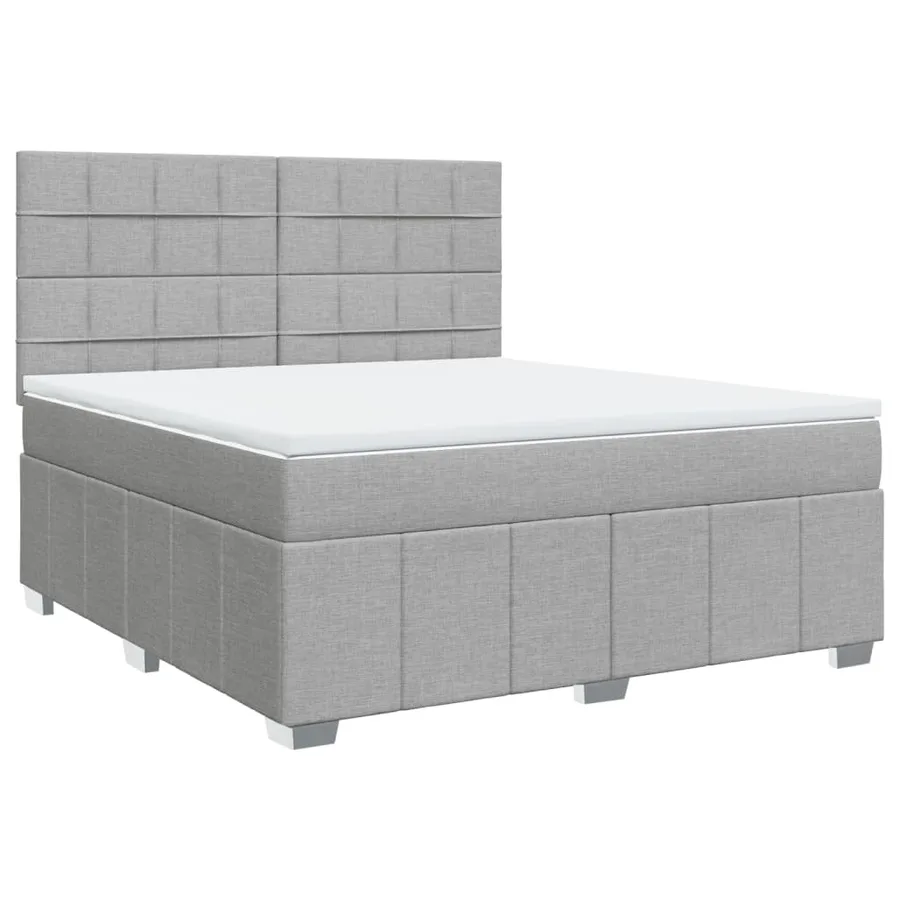 Sommier à lattes de lit avec matelas Gris clair 180x200cm Tissu - 2