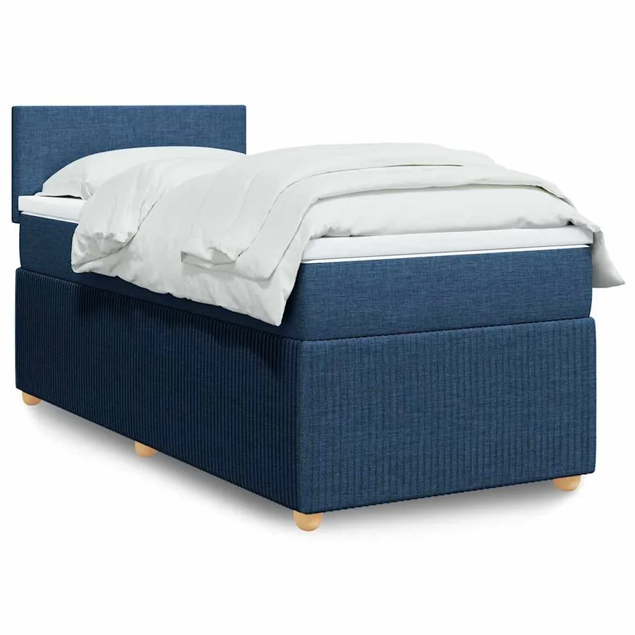 Sommier à lattes de lit avec matelas Bleu 100x200 cm Tissu