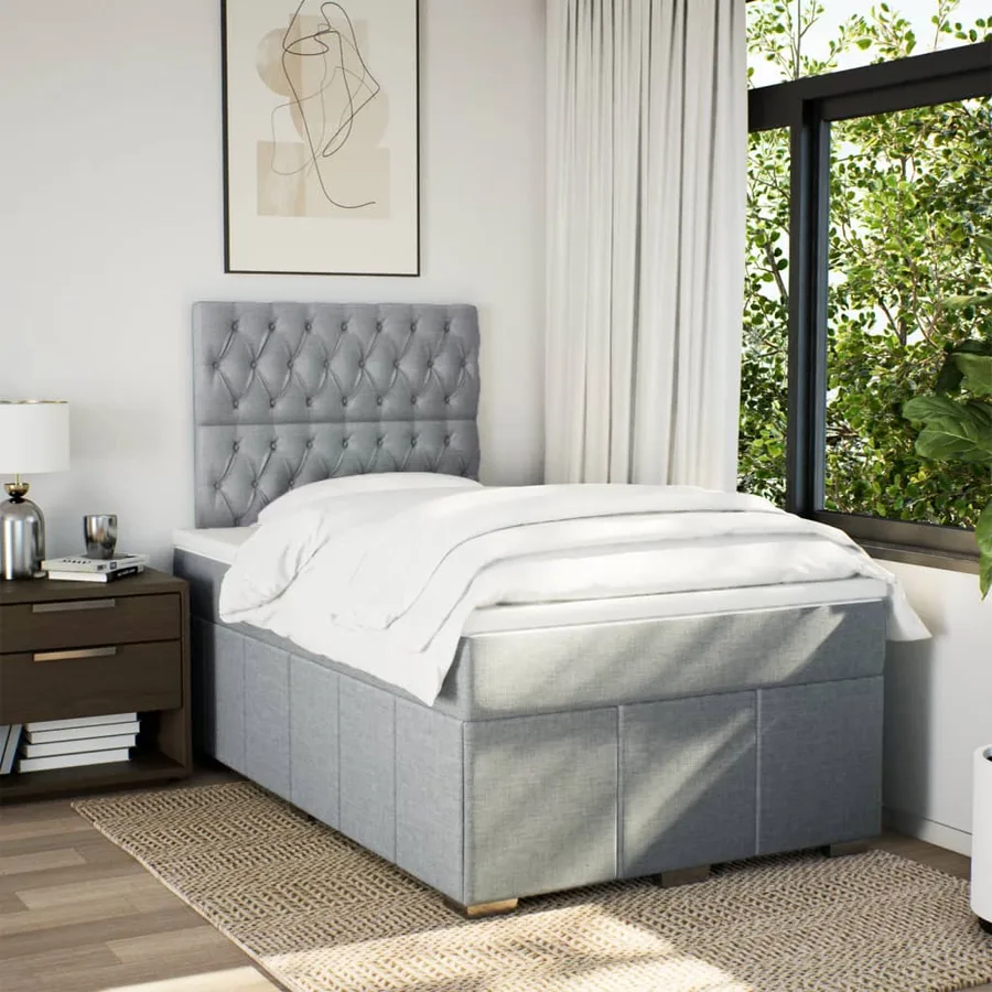 Sommier à lattes de lit avec matelas Gris clair 120x200cm Tissu - 3