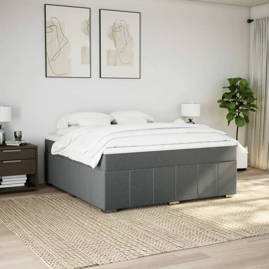 Sommier à lattes de lit avec matelas Gris foncé 180x200cm Tissu - 3