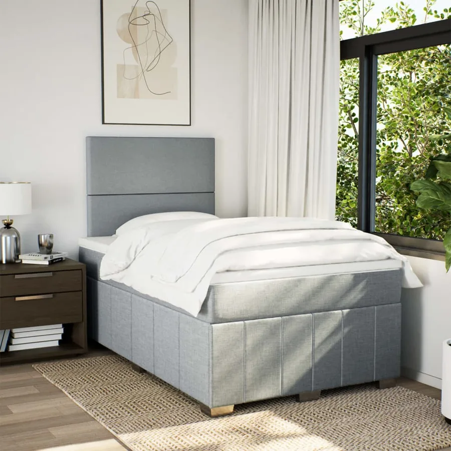 Sommier à lattes de lit avec matelas Gris clair 120x200cm Tissu - 3