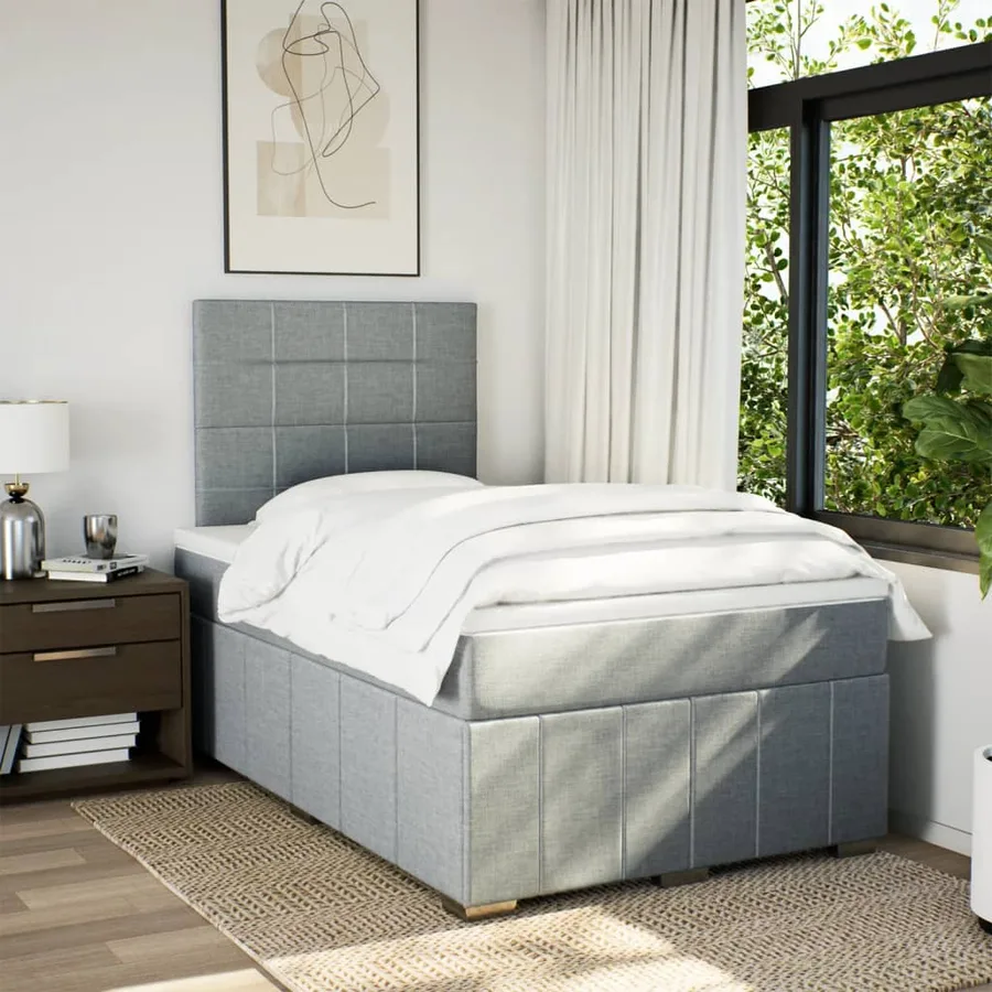 Sommier à lattes de lit avec matelas Gris clair 120x200cm Tissu - 3
