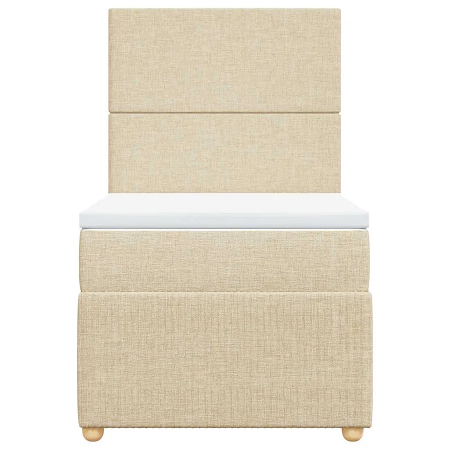 Sommier à lattes de lit avec matelas Crème 100x200 cm Tissu - 4