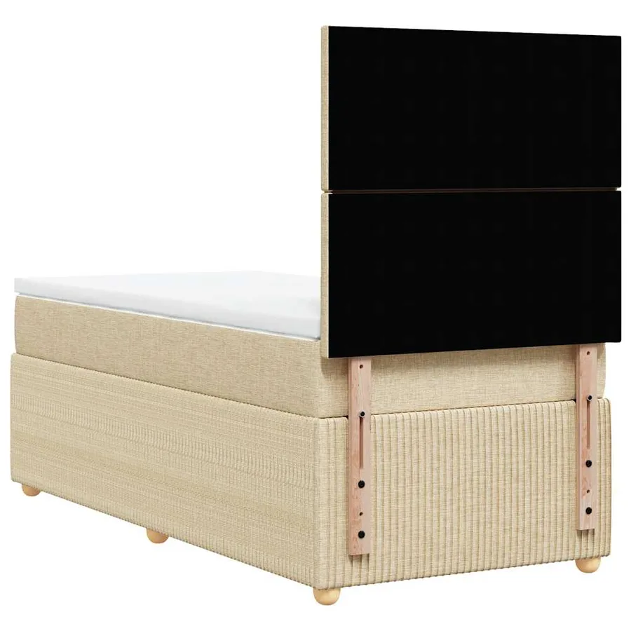 Sommier à lattes de lit avec matelas Crème 100x200 cm Tissu - 6