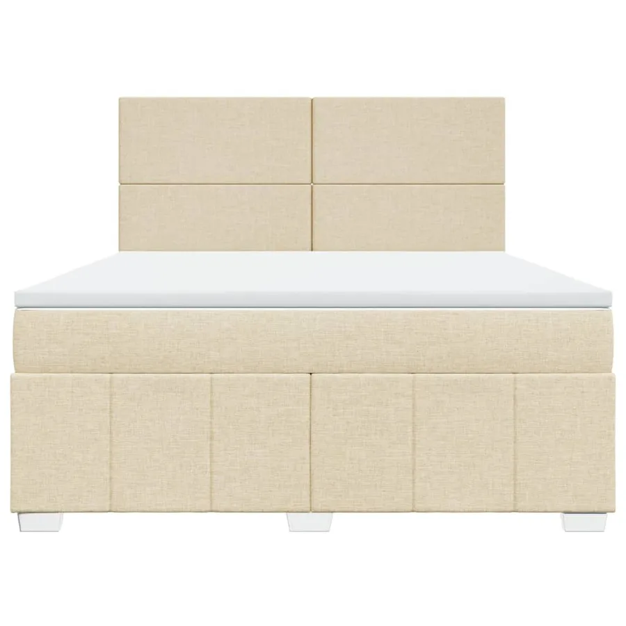 Sommier à lattes de lit avec matelas Crème 180x200 cm Tissu - 4