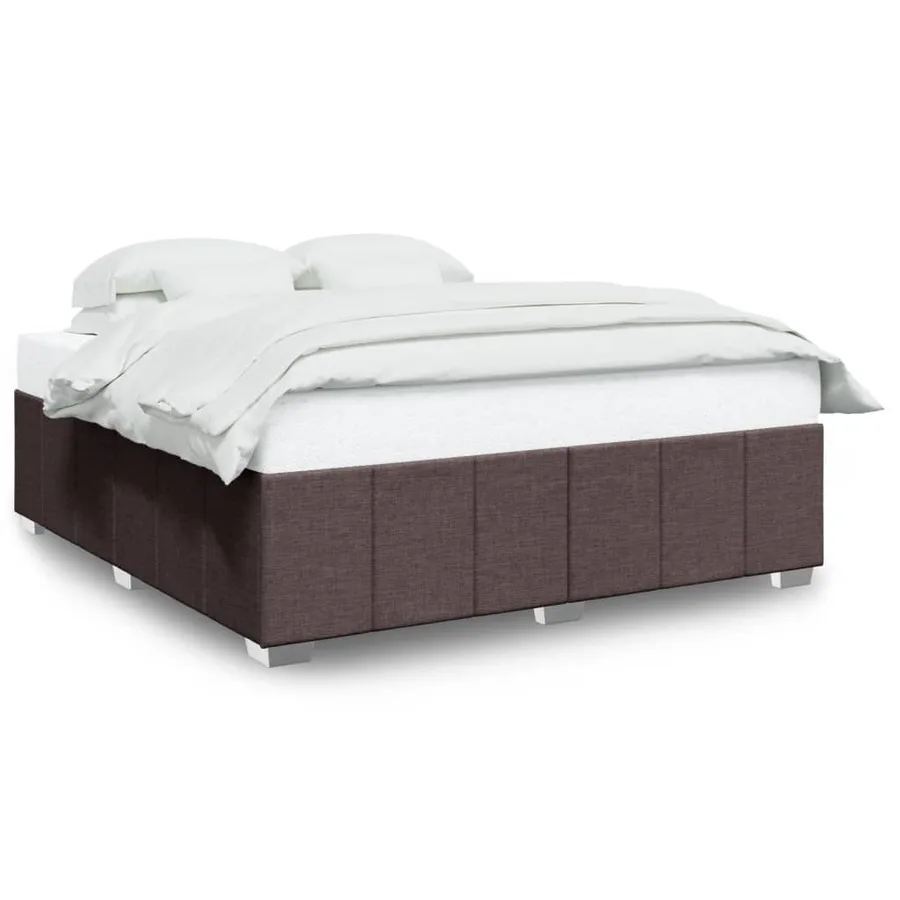 Cadre de lit sans matelas marron foncé 180x200 cm tissu - 2
