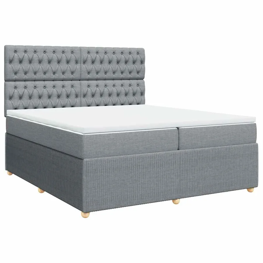 Sommier à lattes de lit avec matelas Gris clair 200x200cm Tissu - 2
