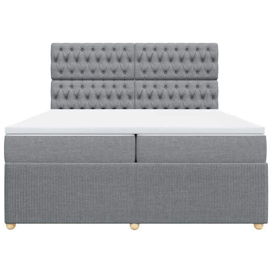 Sommier à lattes de lit avec matelas Gris clair 200x200cm Tissu - 4