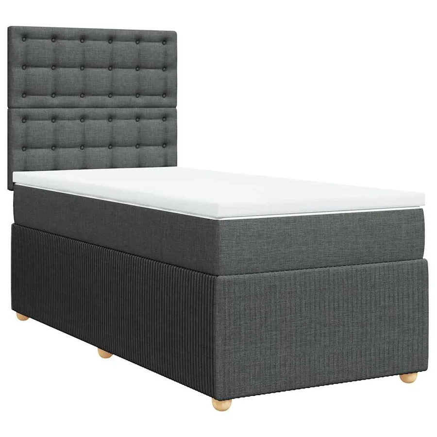 Sommier à lattes de lit avec matelas Gris foncé 80x200 cm Tissu - 3