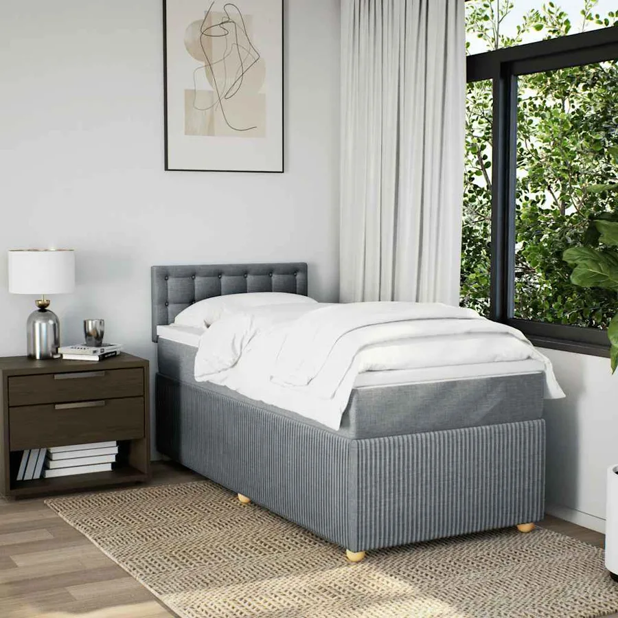 Sommier à lattes de lit avec matelas gris clair 80x200 cm tissu - 4