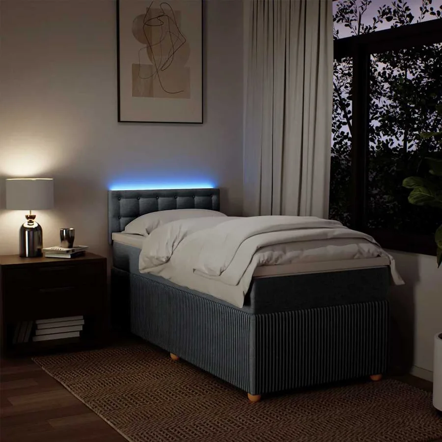 Sommier à lattes de lit avec matelas gris clair 80x200 cm tissu - 5