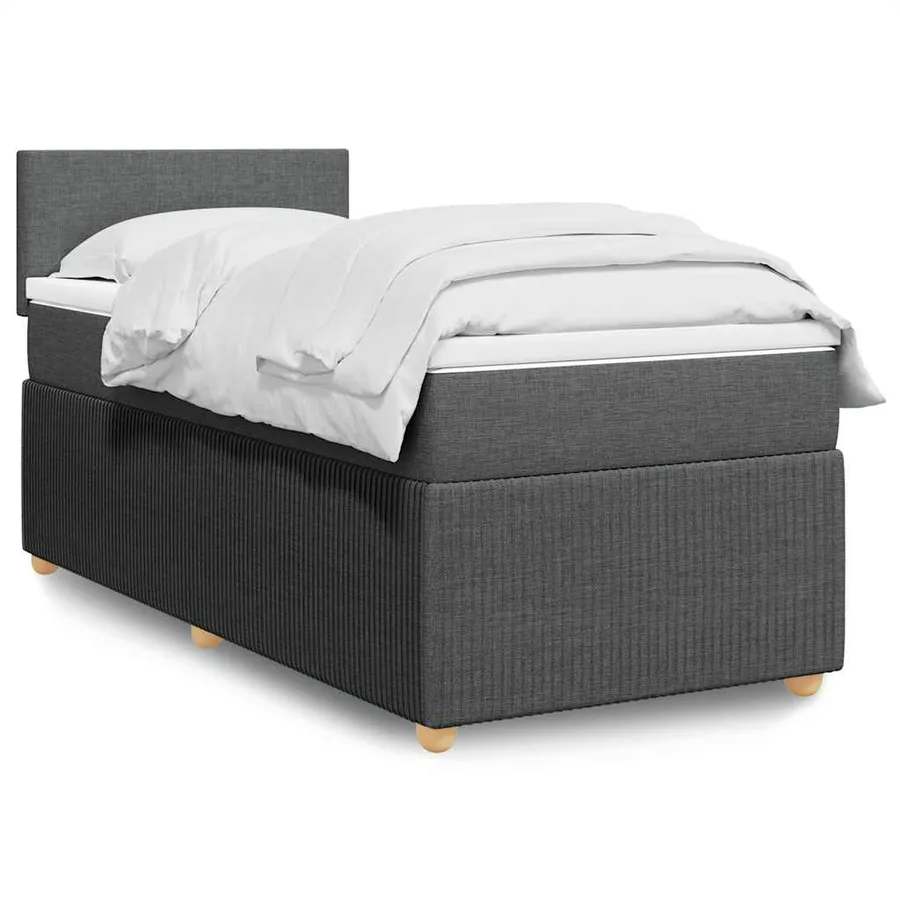 Sommier à lattes de lit avec matelas Gris foncé 80x200 cm Tissu - 3