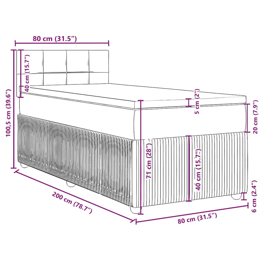 Sommier à lattes de lit avec matelas gris clair 80x200 cm tissu - 18