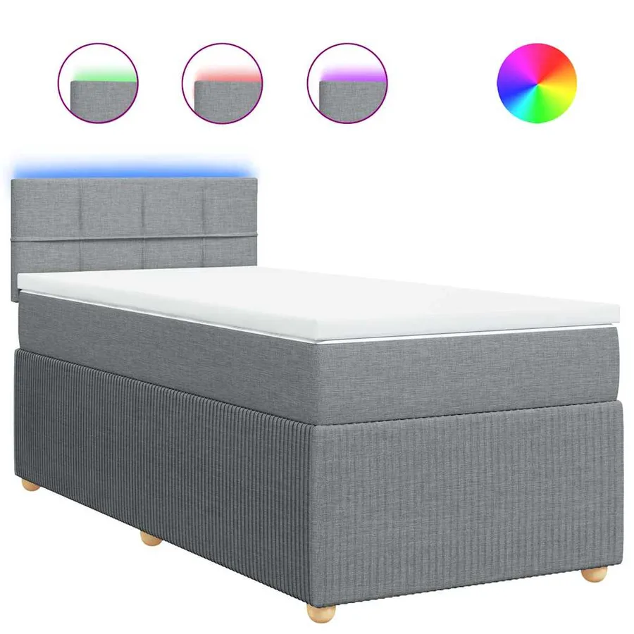 Sommier à lattes de lit avec matelas gris clair 80x200 cm tissu - 2