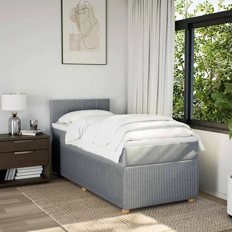 Sommier à lattes de lit avec matelas gris clair 80x200 cm tissu - 4
