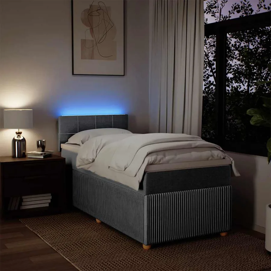 Sommier à lattes de lit avec matelas gris clair 80x200 cm tissu - 5