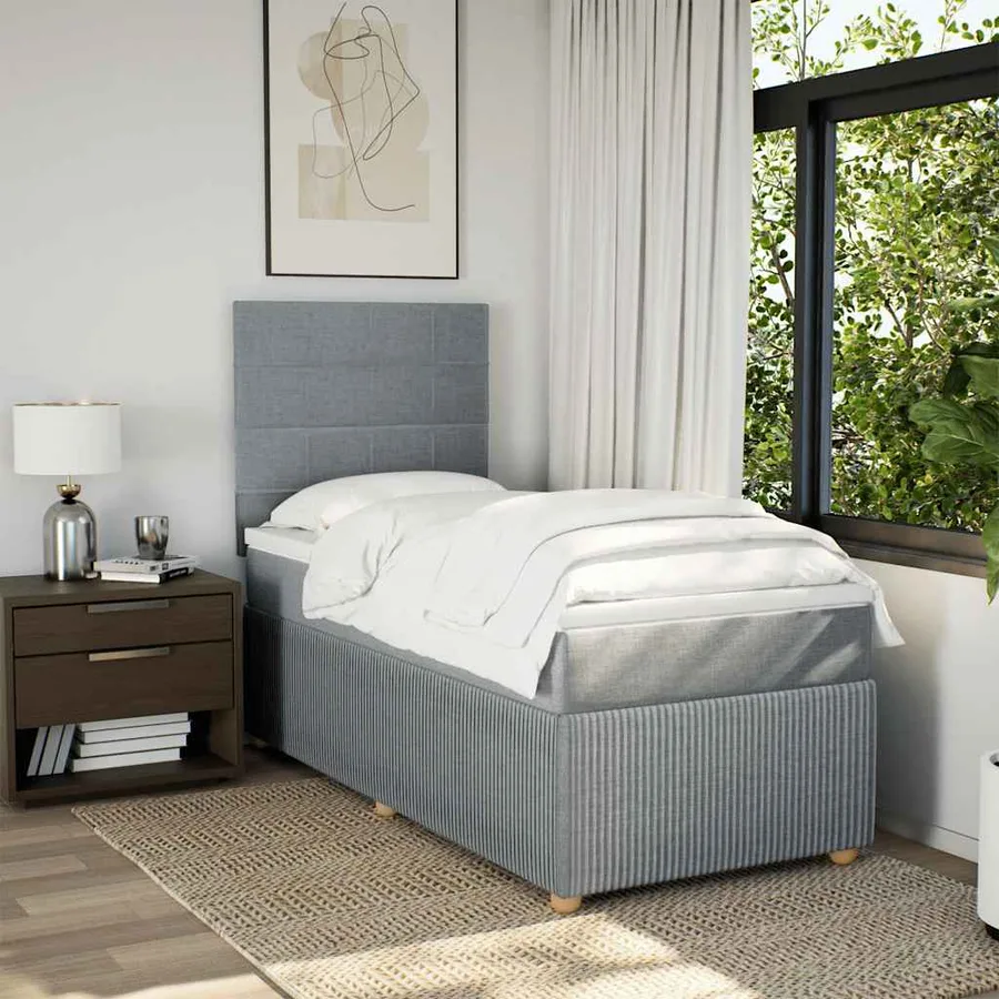 Sommier à lattes de lit avec matelas gris clair 80x200 cm tissu - 3
