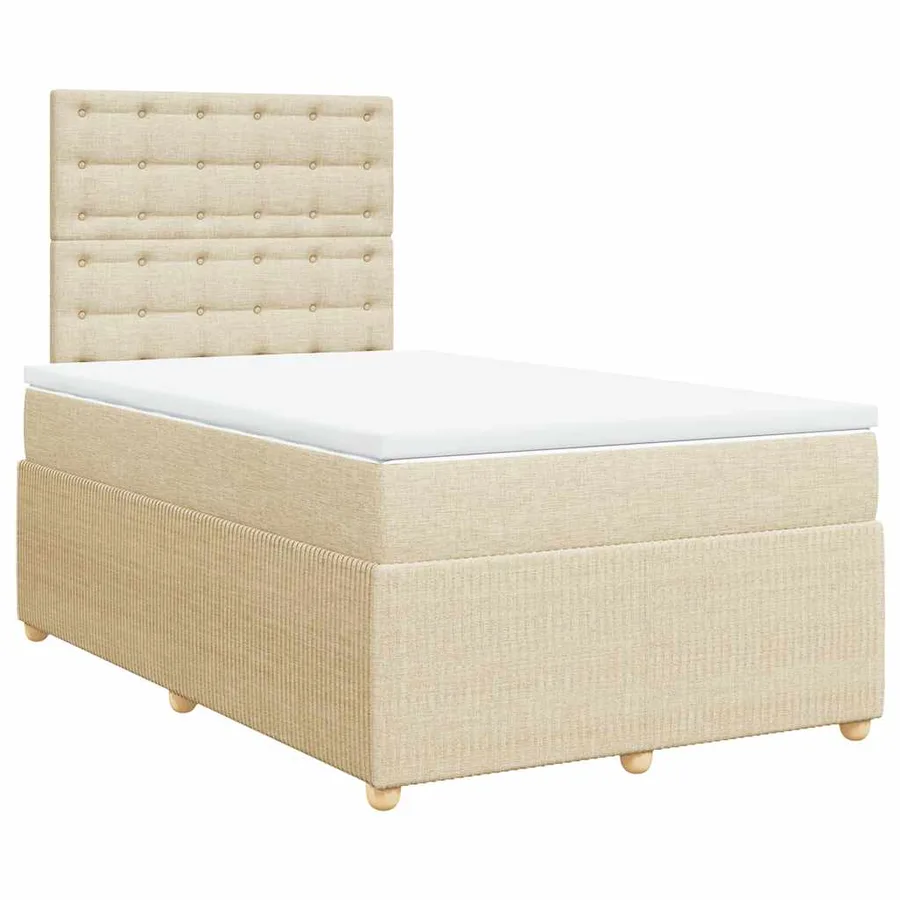 Sommier à lattes de lit avec matelas crème 120x190 cm tissu - 2