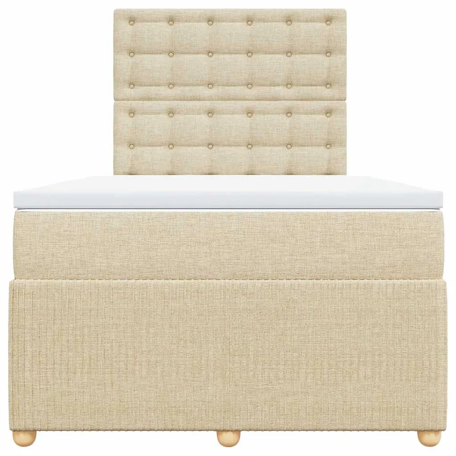 Sommier à lattes de lit avec matelas crème 120x190 cm tissu - 4